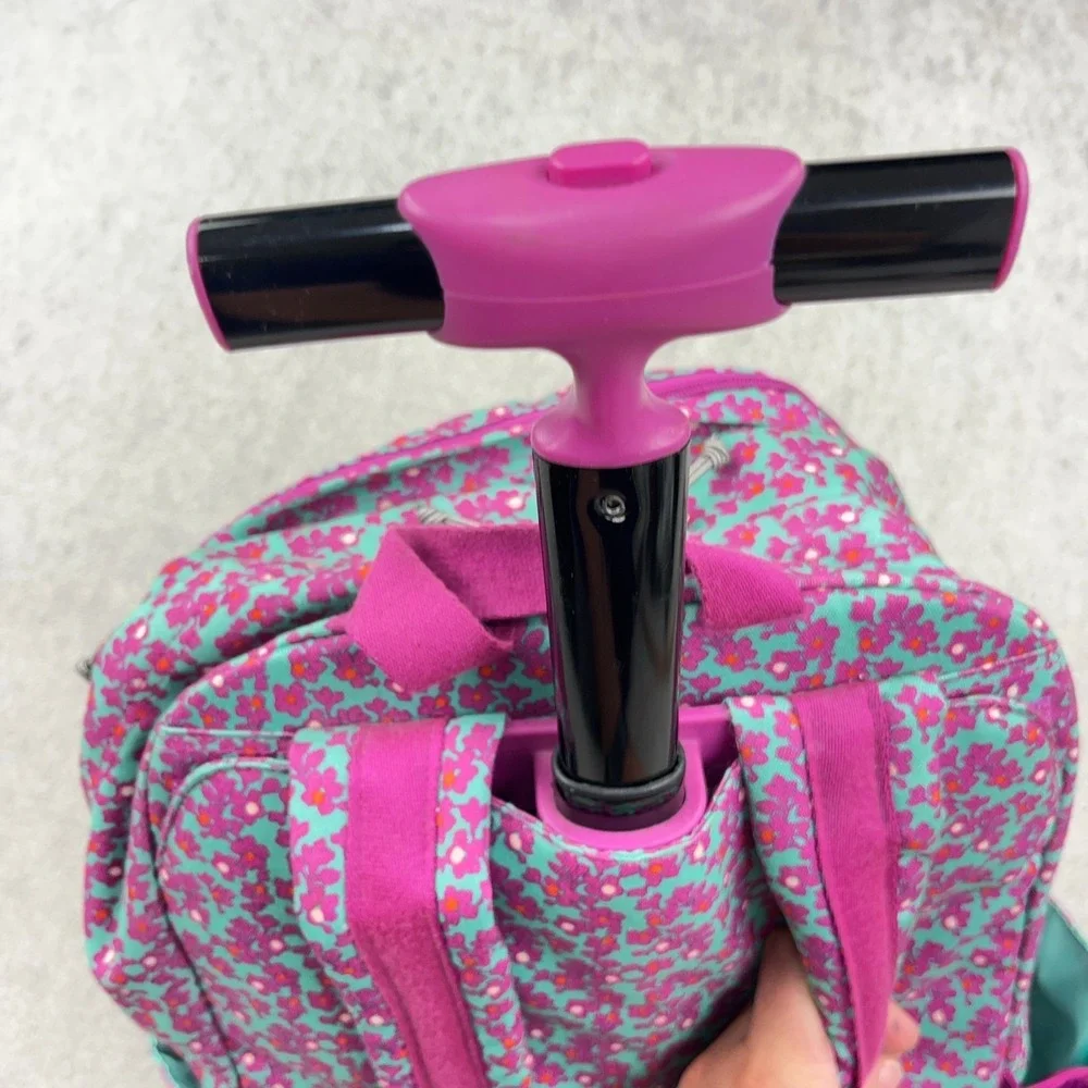 Vera Bradley Rolling Backpack Pink Ditsy Dot Carry On Travel Bag School